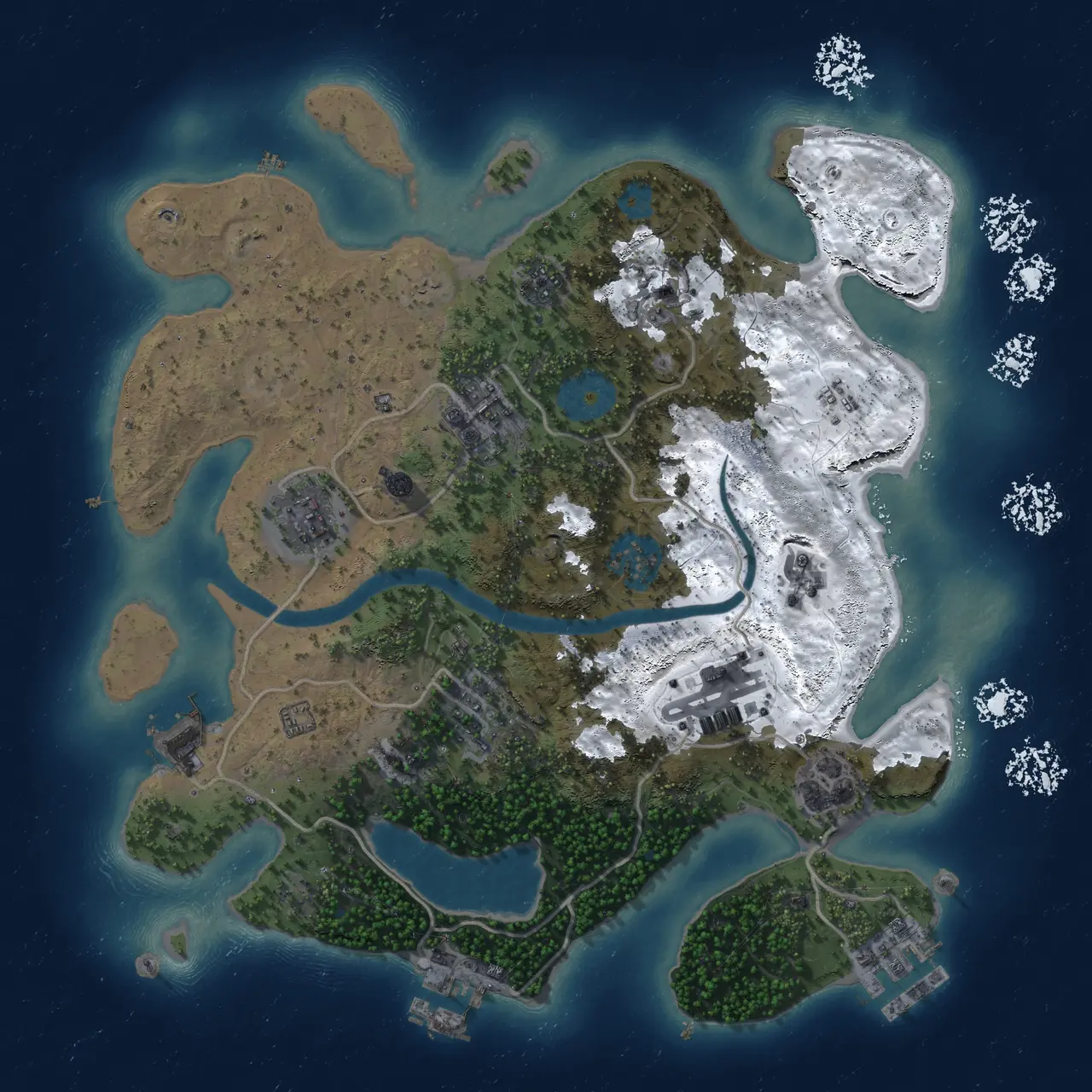 Rust Map: Procedural Map, Size: 3000, Seed: 1309024116, 16 Monuments