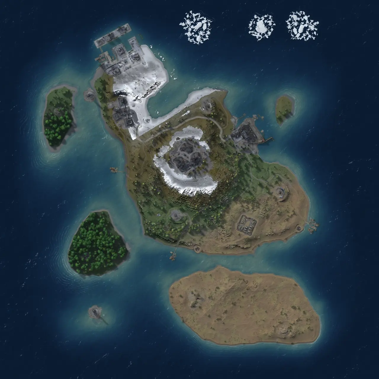 Rust Map: Procedural Map, Size: 2000, Seed: 986026612, 6 Monuments