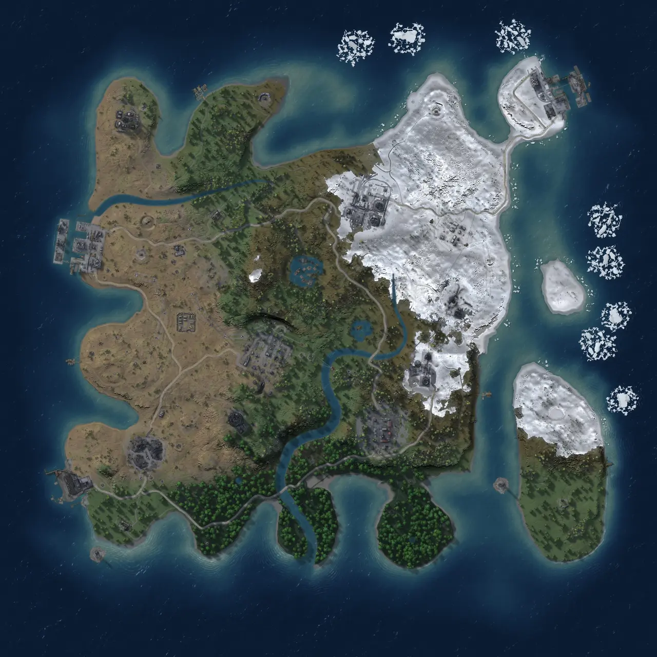 Rust Map: Procedural Map, Size: 3000, Seed: 88571, 14 Monuments