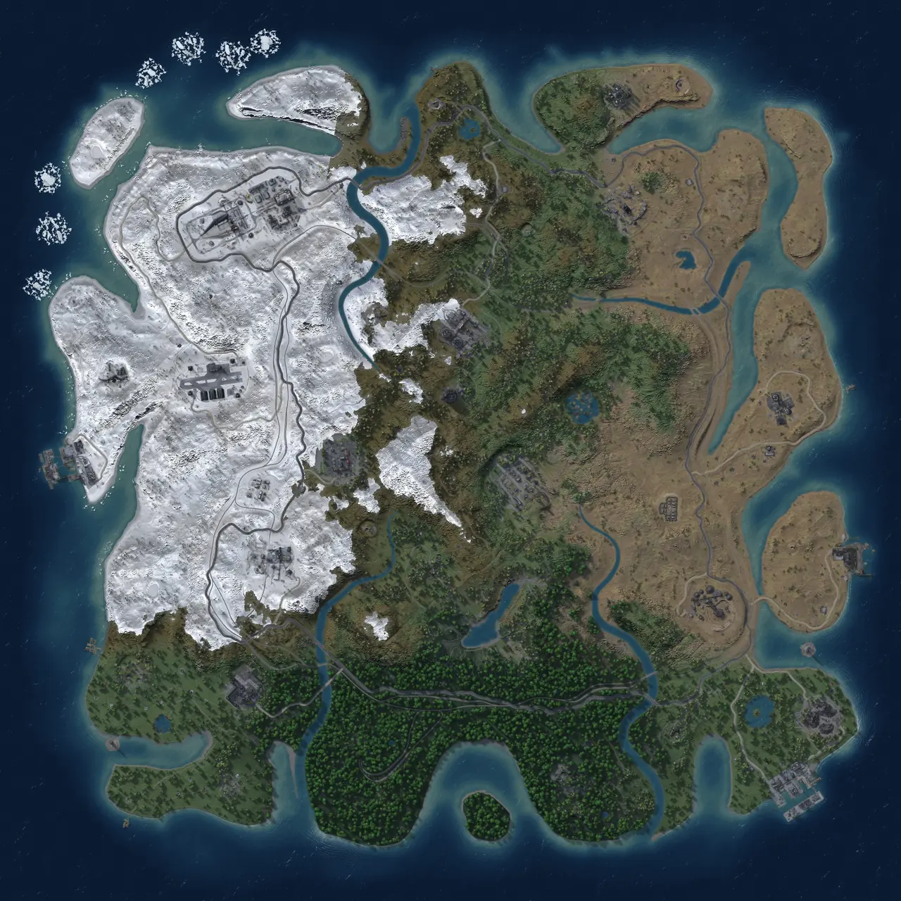 Rust Map: Procedural Map, Size: 4300, Seed: 308994512, 19 Monuments