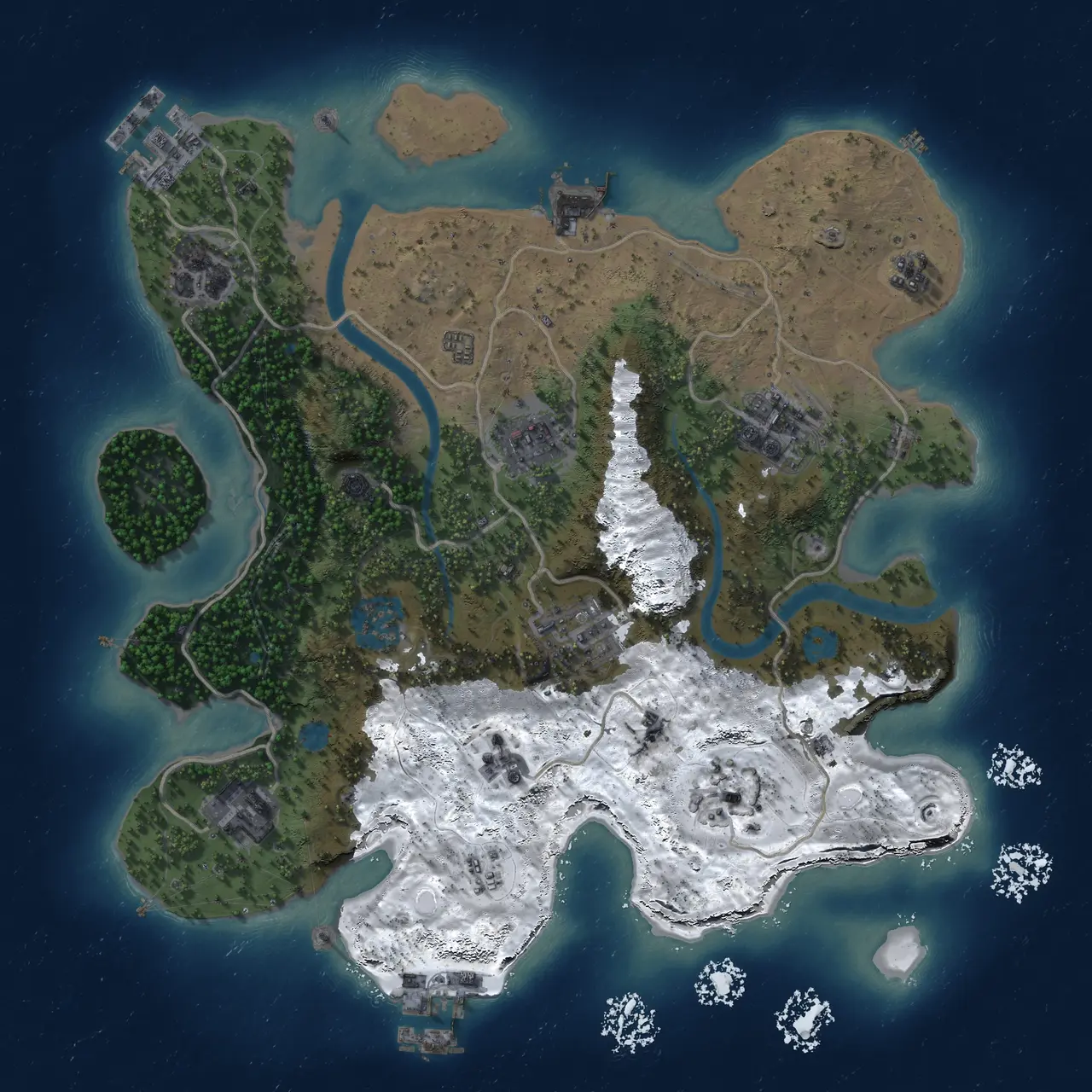 Rust Map: Procedural Map, Size: 3000, Seed: 1678991906, 15 Monuments