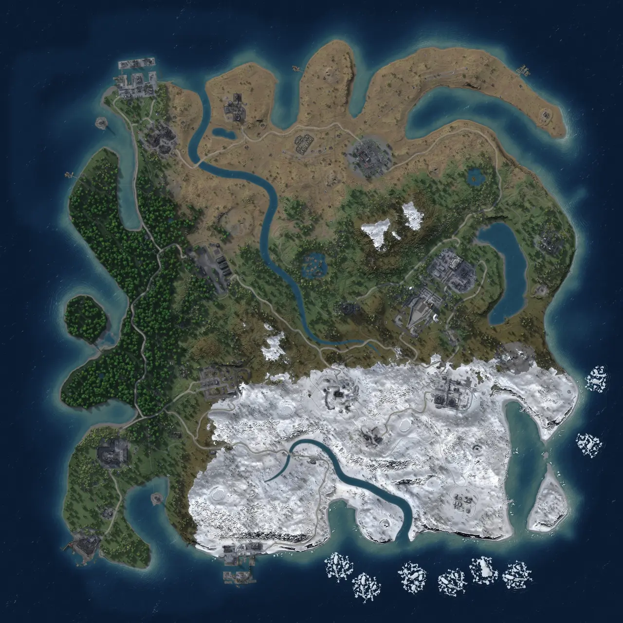 Rust Map: Procedural Map, Size: 3500, Seed: 97250624, 17 Monuments