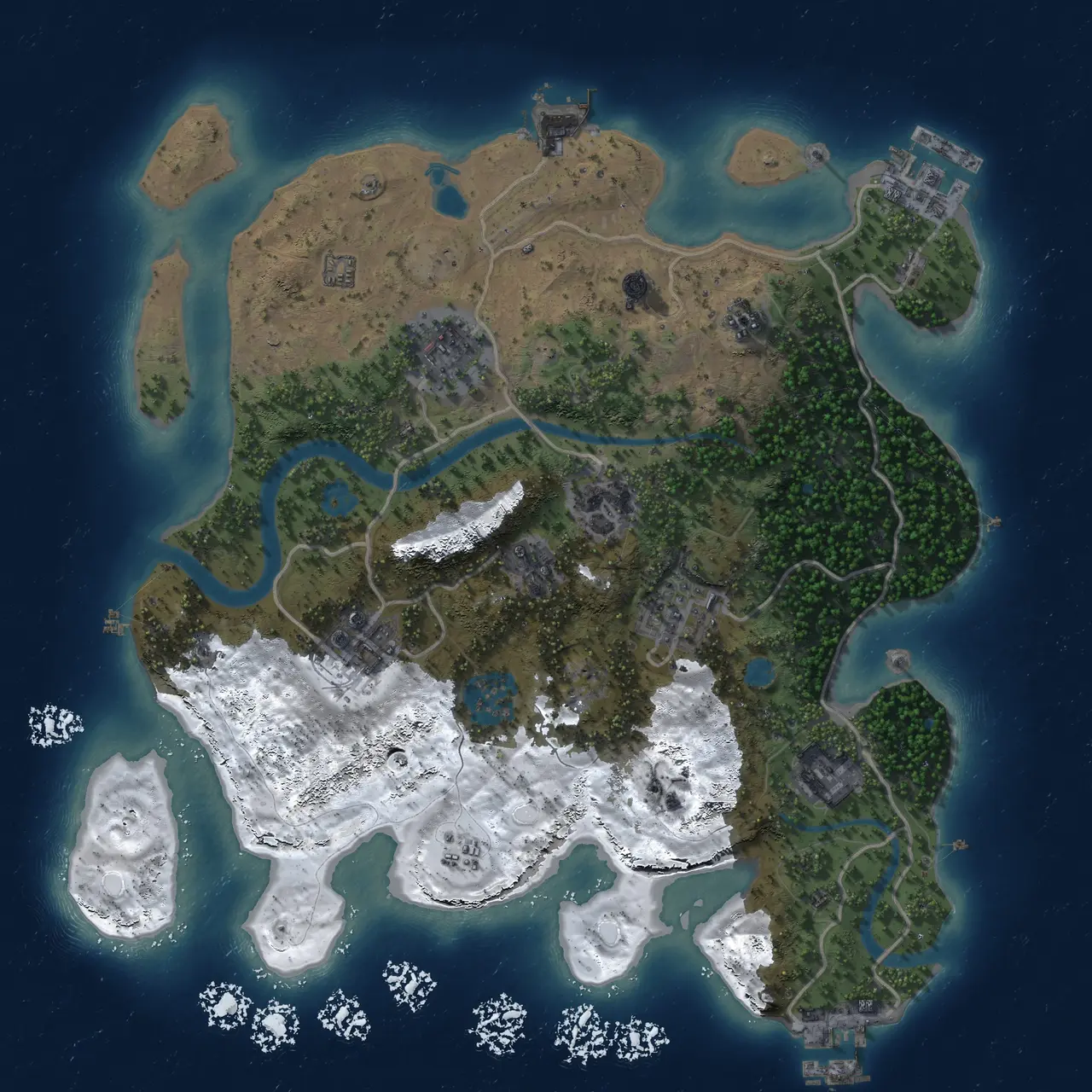 Rust Map: Procedural Map, Size: 3000, Seed: 131415, 14 Monuments