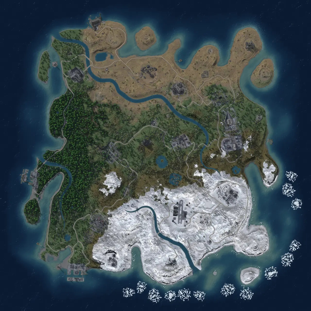 Rust Map: Procedural Map, Size: 3800, Seed: 202251214, 19 Monuments
