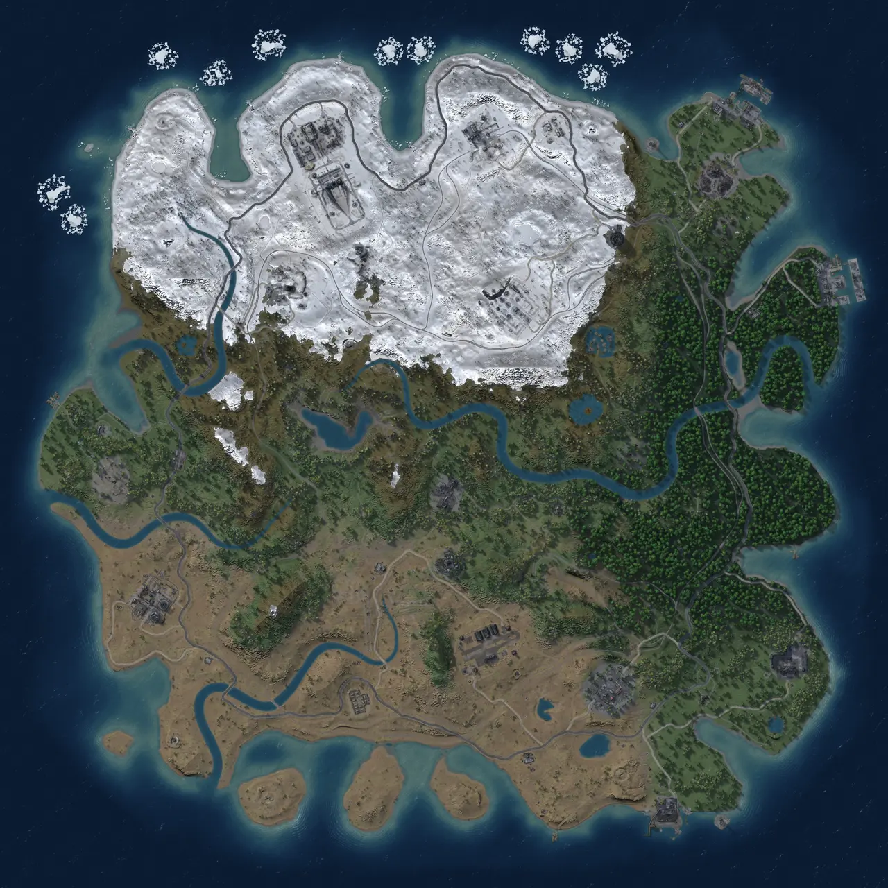 Rust Map: Procedural Map, Size: 4250, Seed: 734625453, 18 Monuments