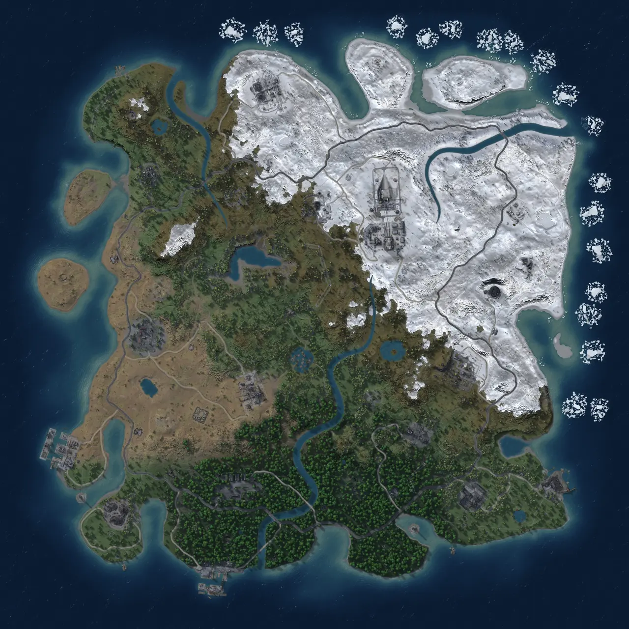 Rust Map: Procedural Map, Size: 4000, Seed: 698672454, 18 Monuments