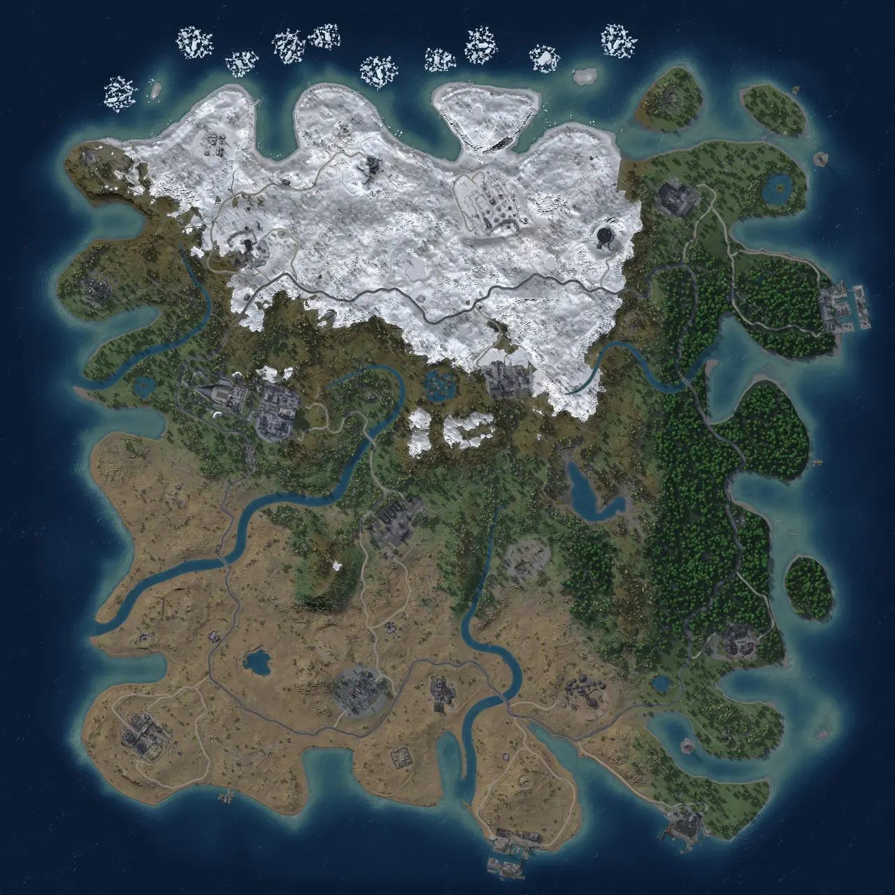Rust Map: Procedural Map, Size: 4200, Seed: 707536175, 19 Monuments
