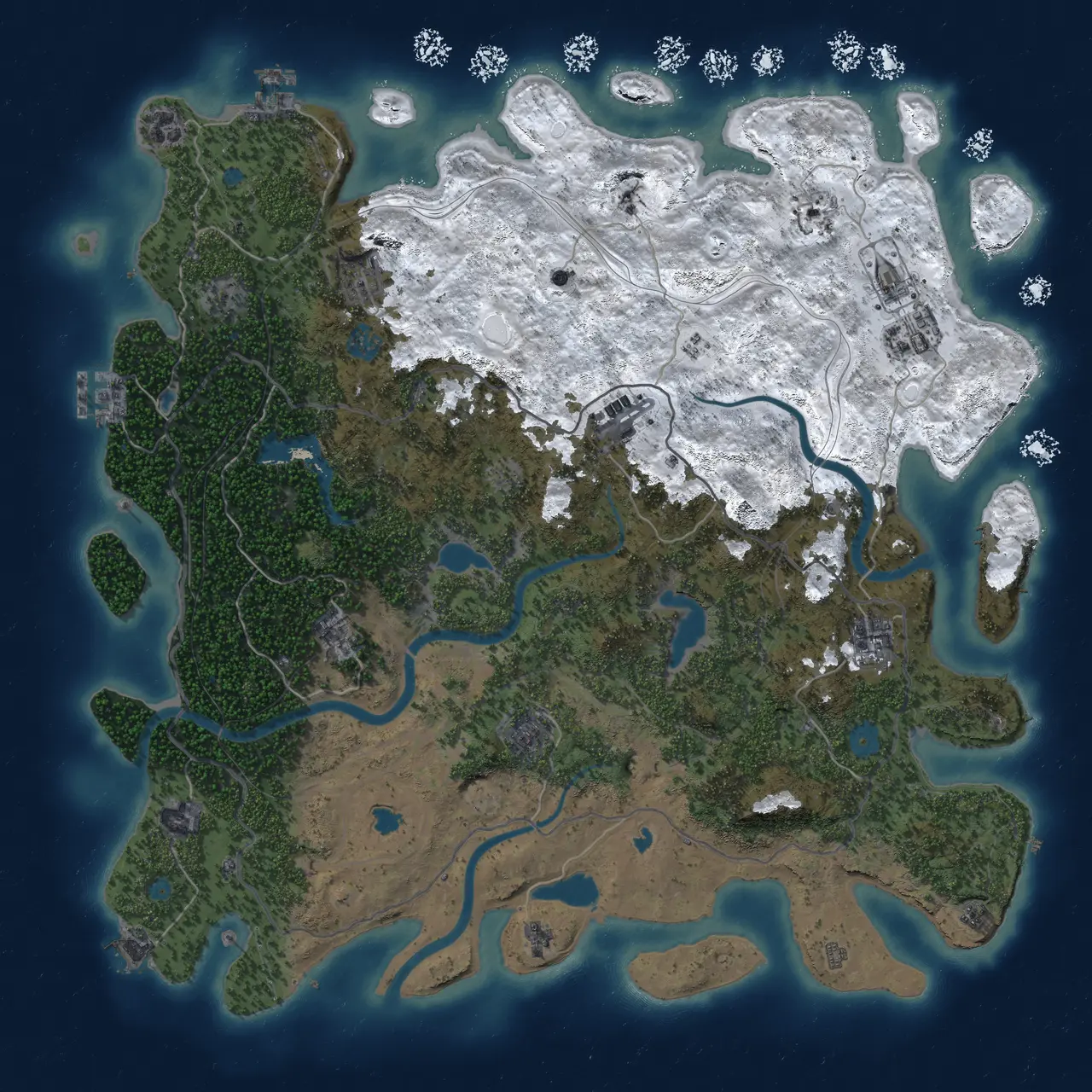 Rust Map: Procedural Map, Size: 4800, Seed: 777, 18 Monuments