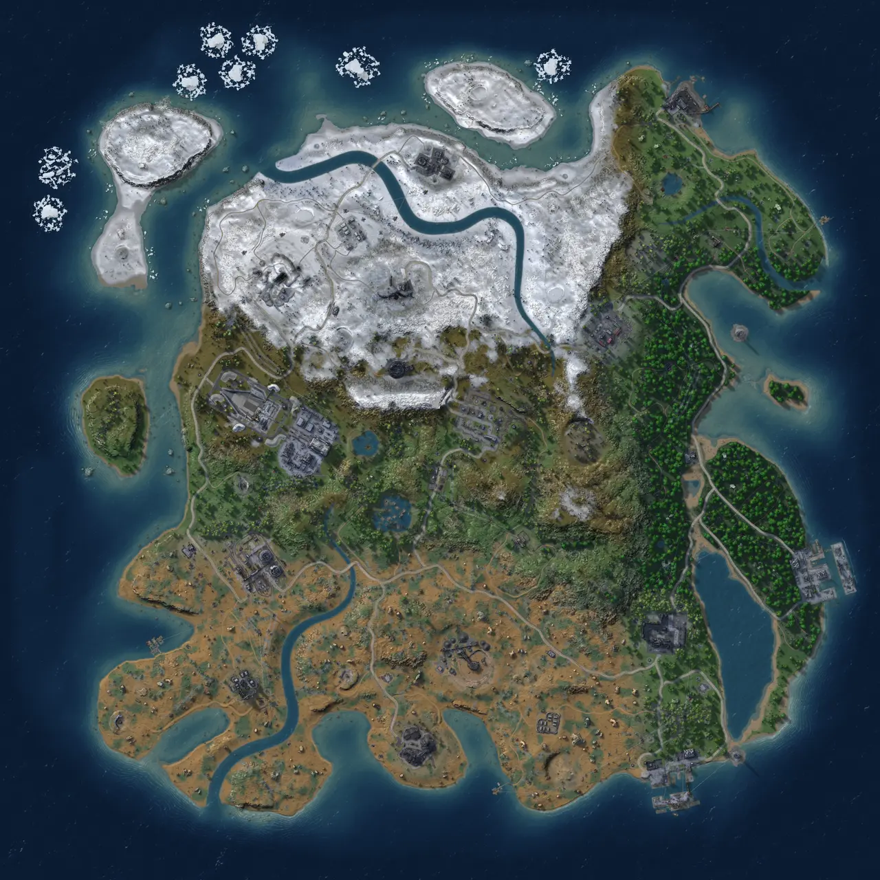 Rust Map: Procedural Map, Size: 3500, Seed: 1544284503, 17 Monuments