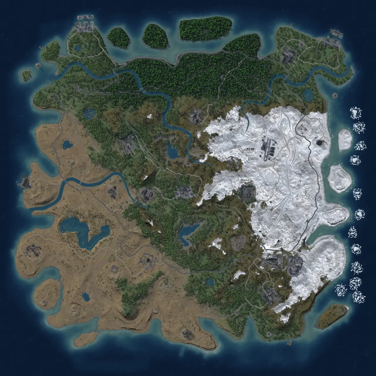 Rust Map: Procedural Map, Size: 4800, Seed: 7878, 19 Monuments