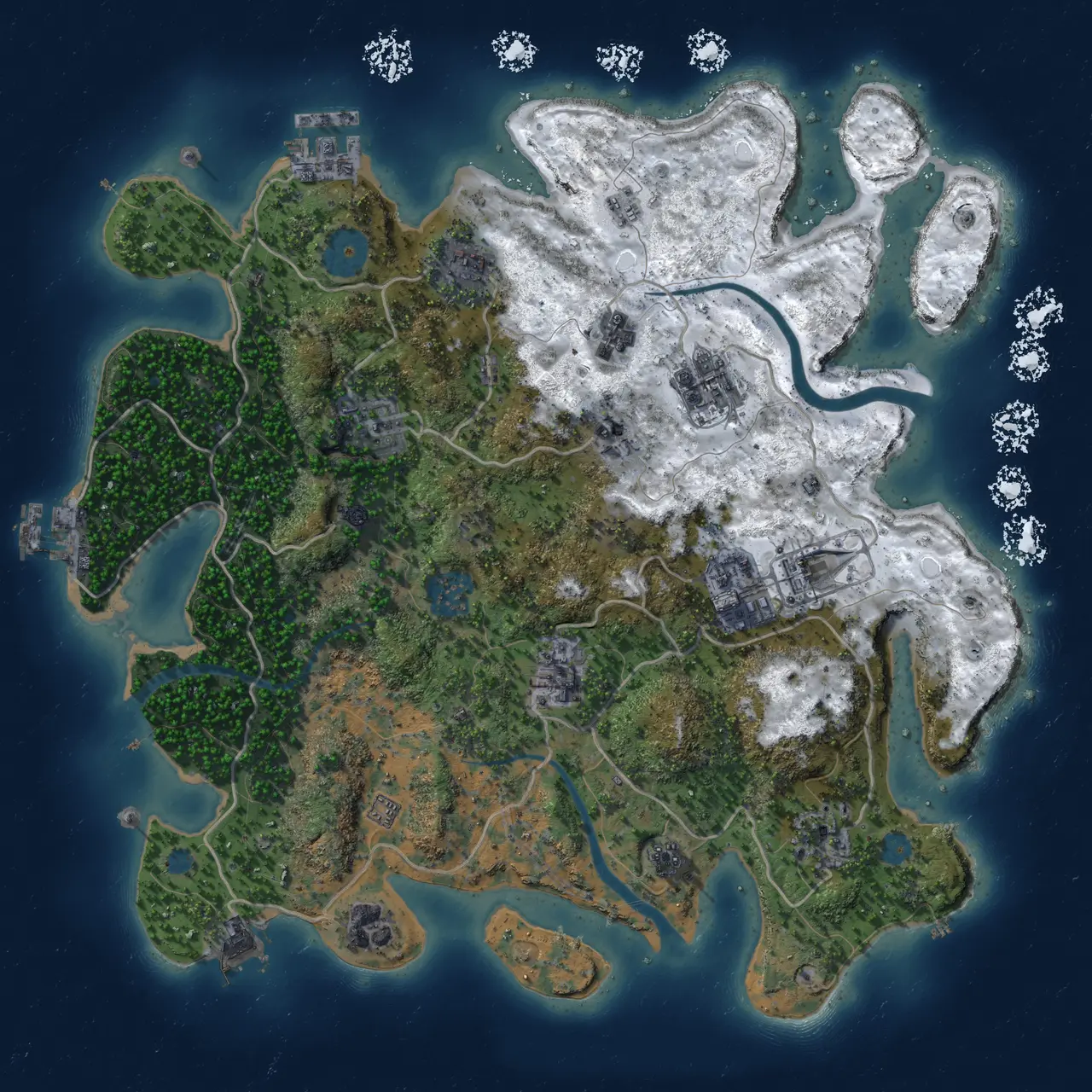 Rust Map: Procedural Map, Size: 3500, Seed: 568884632, 17 Monuments