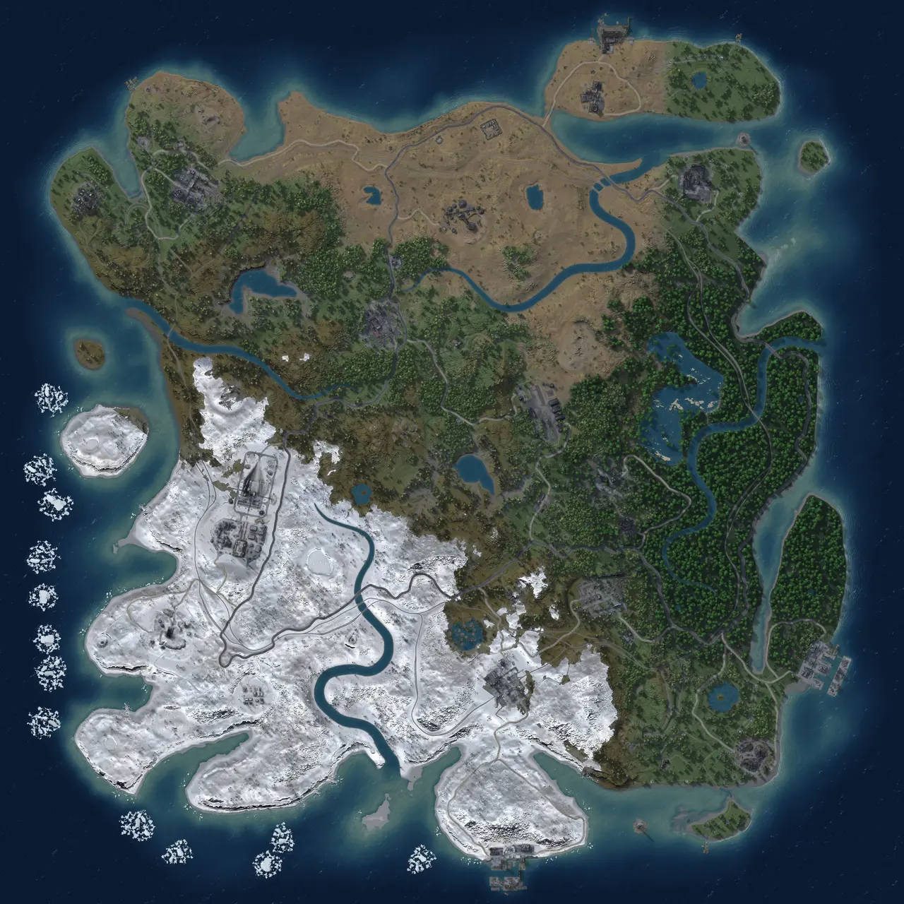 Rust Map: Procedural Map, Size: 4500, Seed: 651681681, 19 Monuments