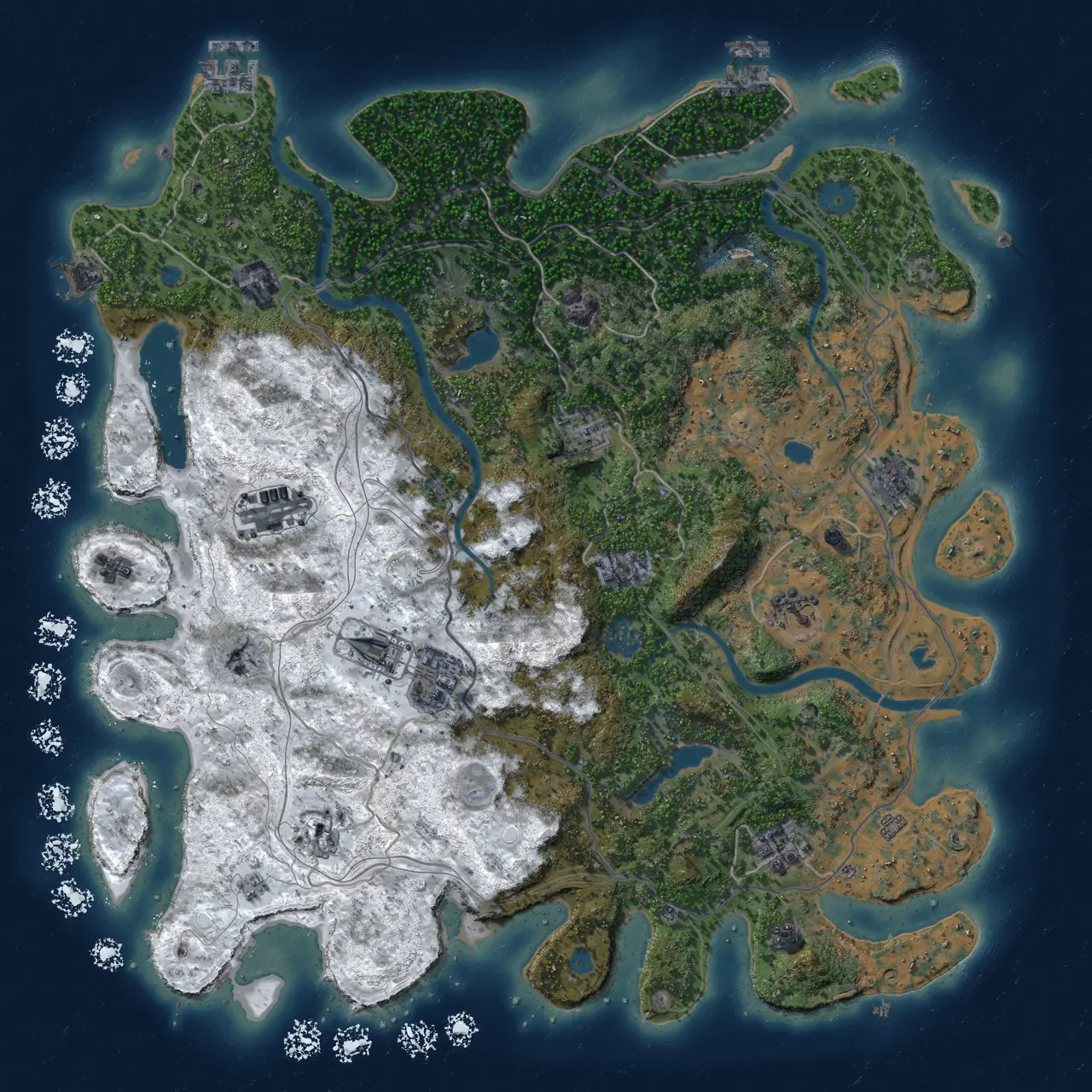 Rust Map: Procedural Map, Size: 4500, Seed: 736969233, 19 Monuments
