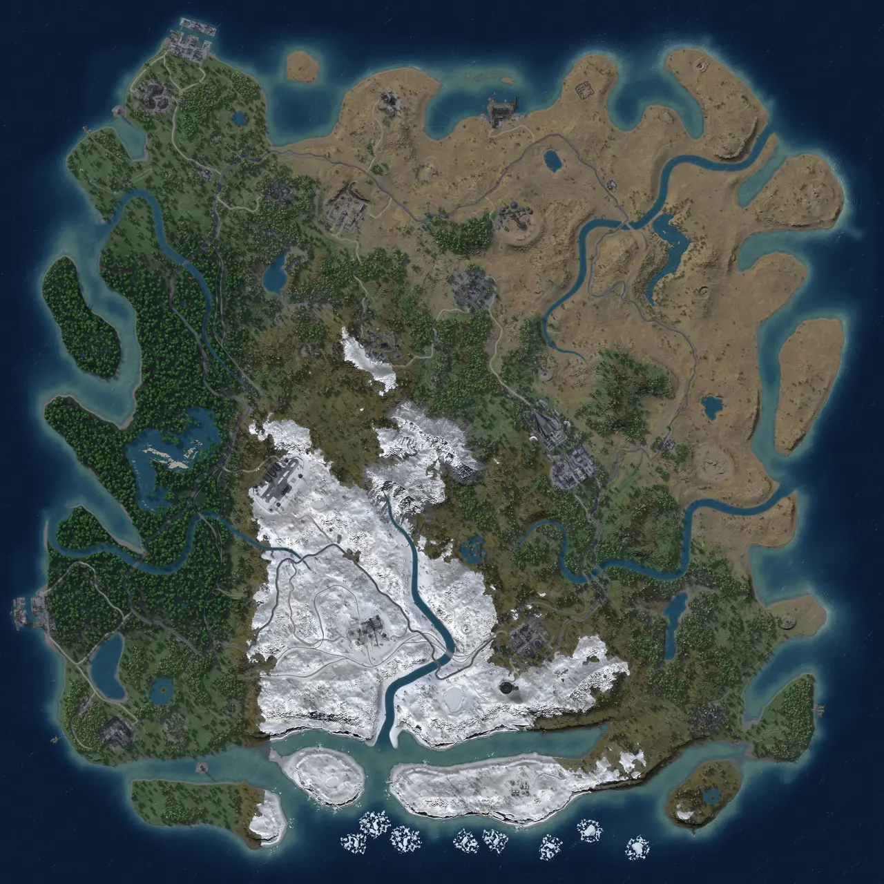 Rust Map: Procedural Map, Size: 5000, Seed: 2026100343, 19 Monuments