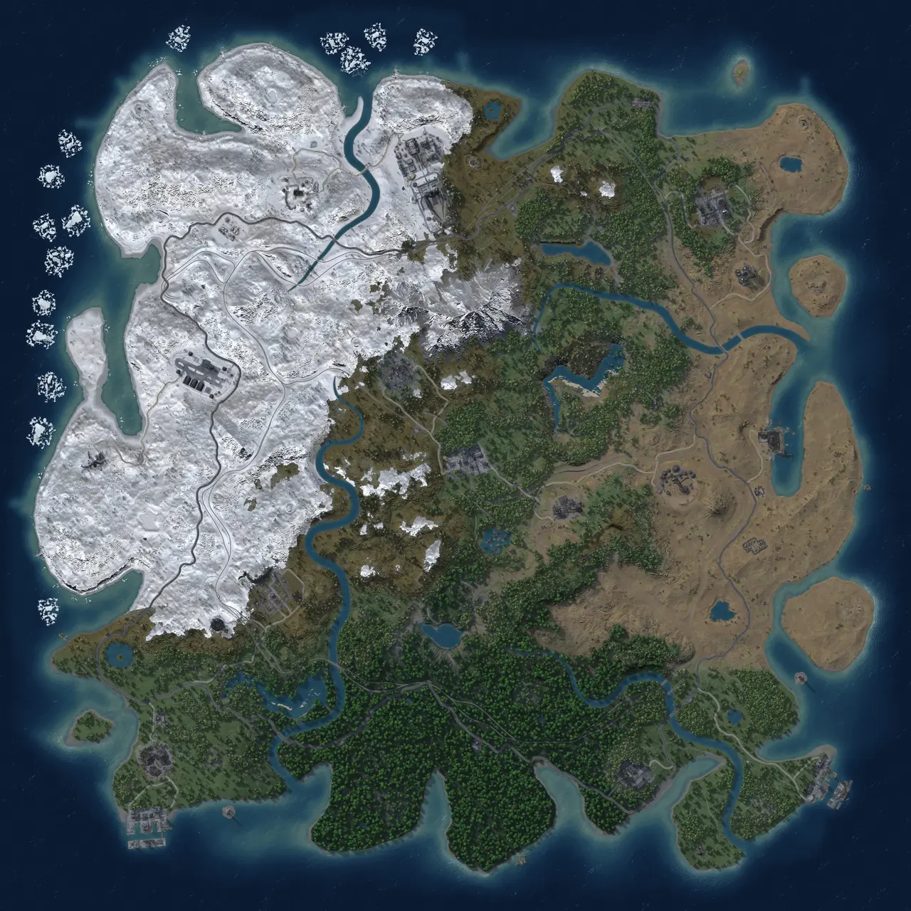 Rust Map: Procedural Map, Size: 5000, Seed: 2026101645, 19 Monuments