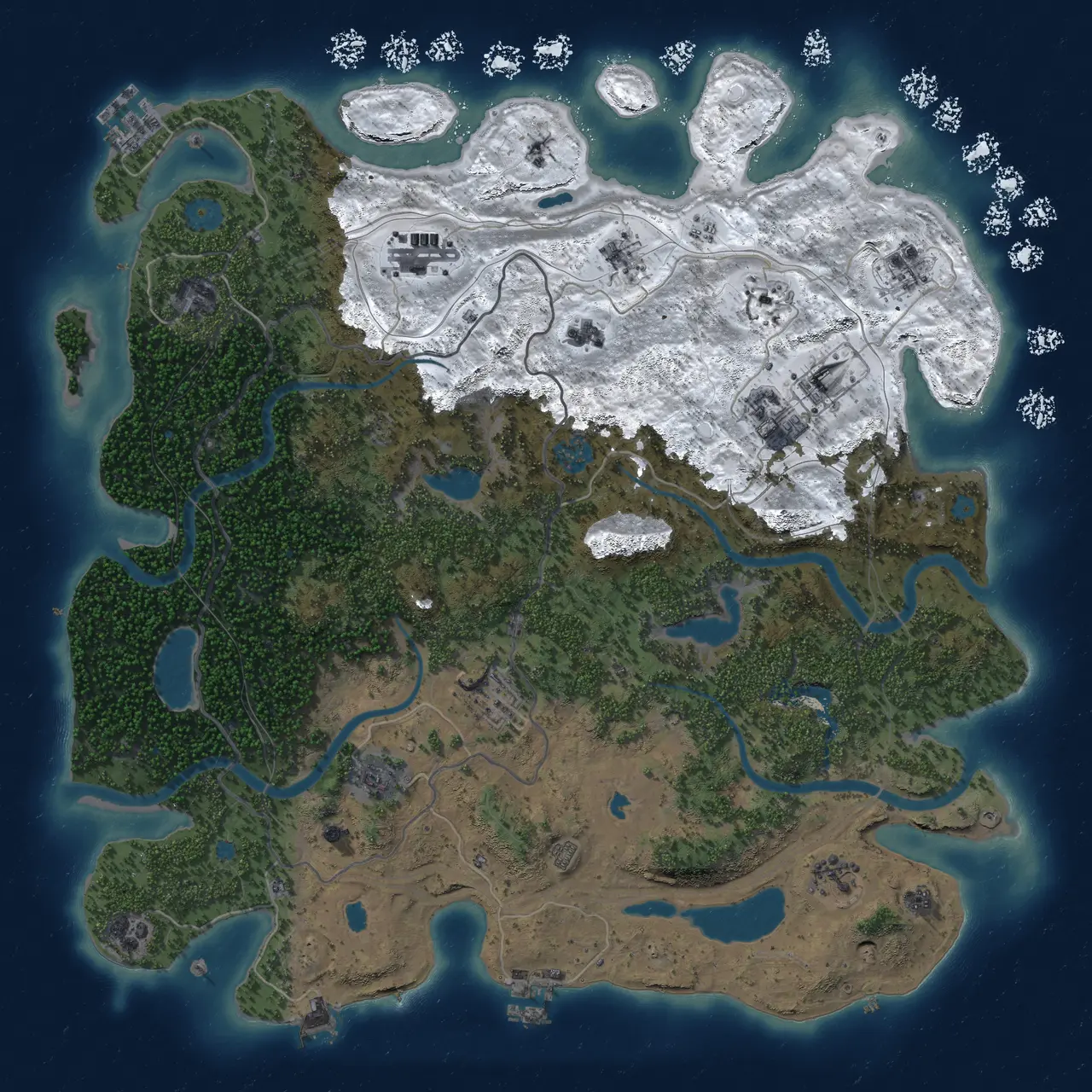 Rust Map: Procedural Map, Size: 4500, Seed: 414219792, 19 Monuments