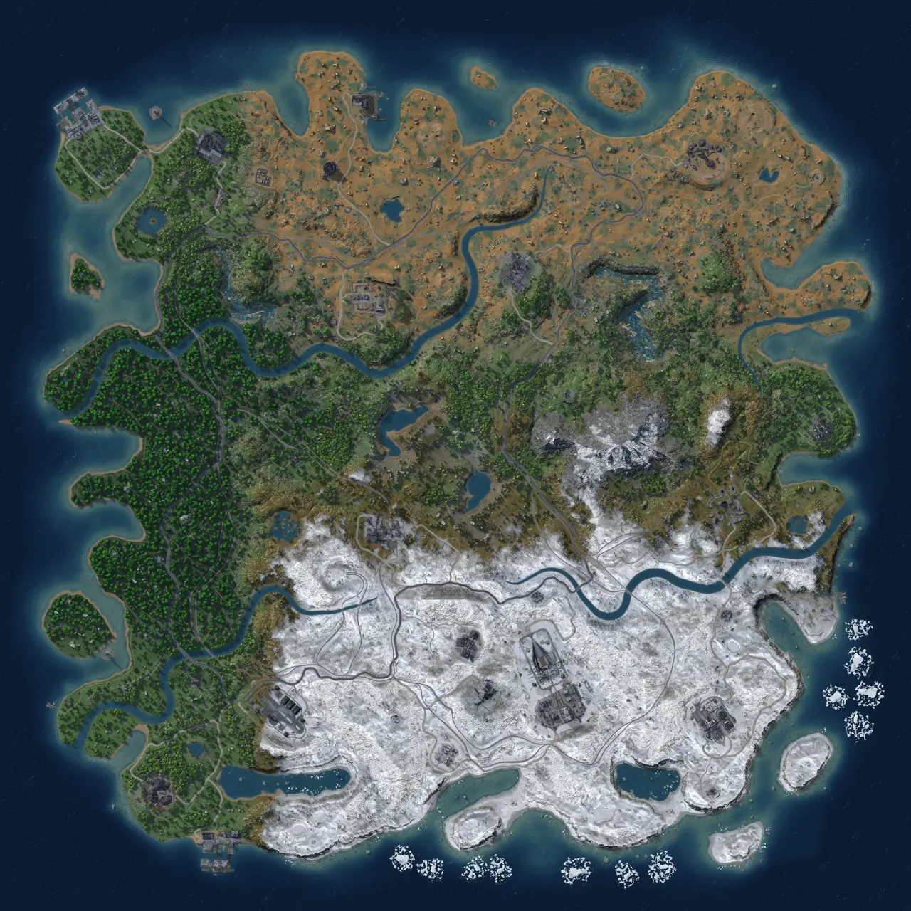 Rust Map: Procedural Map, Size: 5000, Seed: 45654654, 19 Monuments