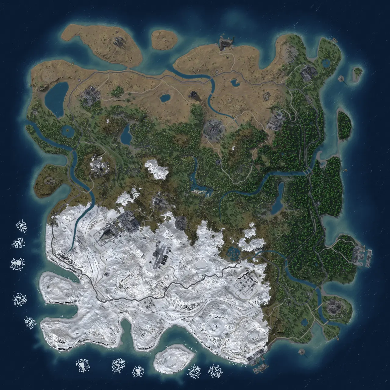 Rust Map: Procedural Map, Size: 4500, Seed: 589062296, 18 Monuments