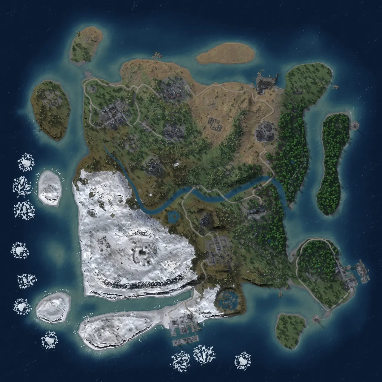 Rust Map: Procedural Map, Size: 3000, Seed: 51983, 15 Monuments