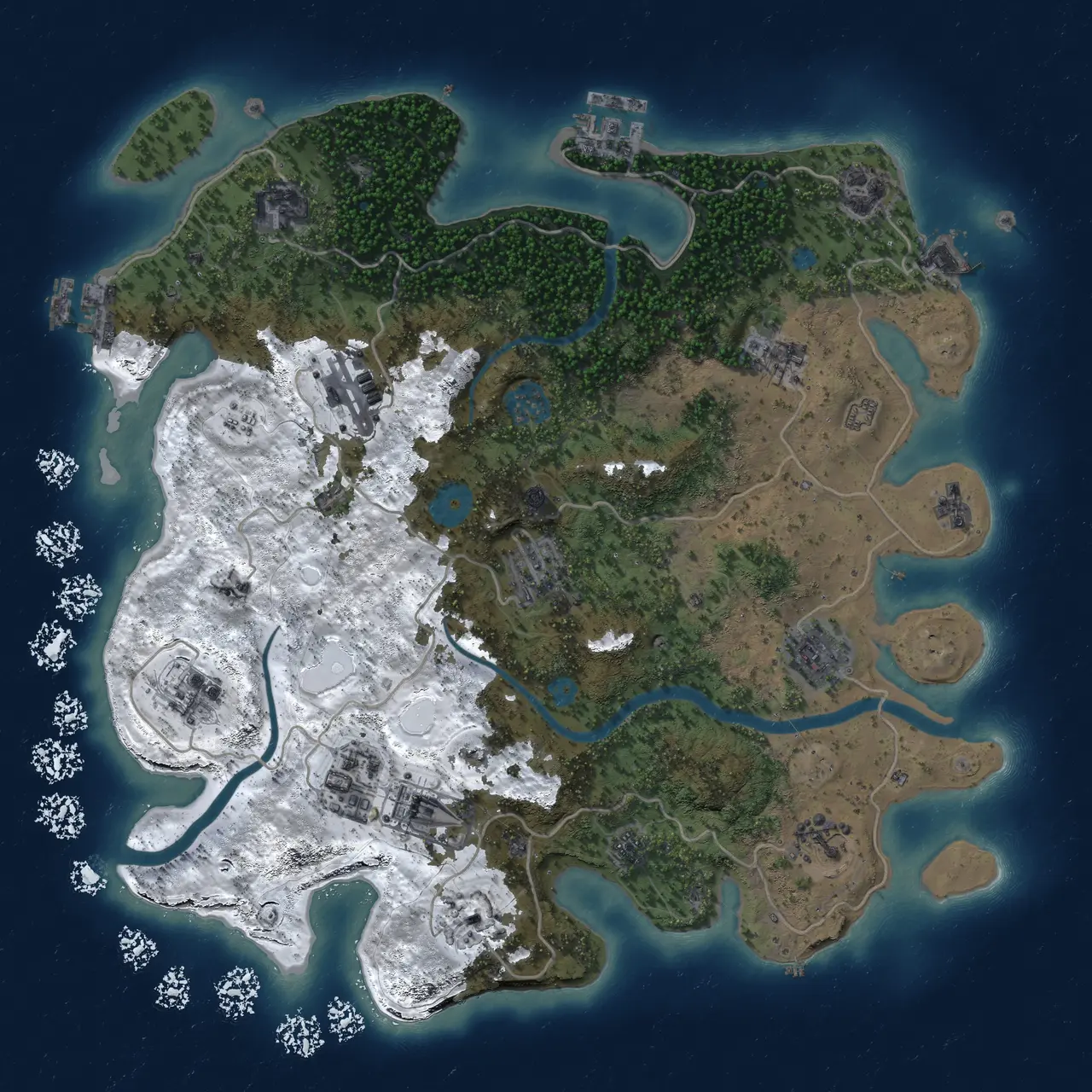 Rust Map: Procedural Map, Size: 3750, Seed: 16724587, 19 Monuments