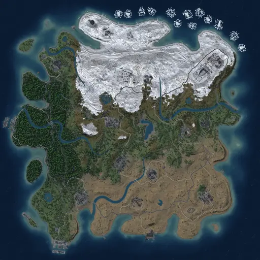 Thumbnail Rust Map: Procedural Map, Size: 4250, Seed: 1, 19 Monuments