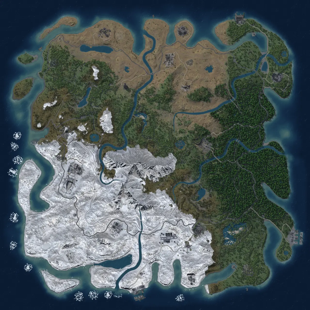 Rust Map: Procedural Map, Size: 5250, Seed: 1067923349, 19 Monuments