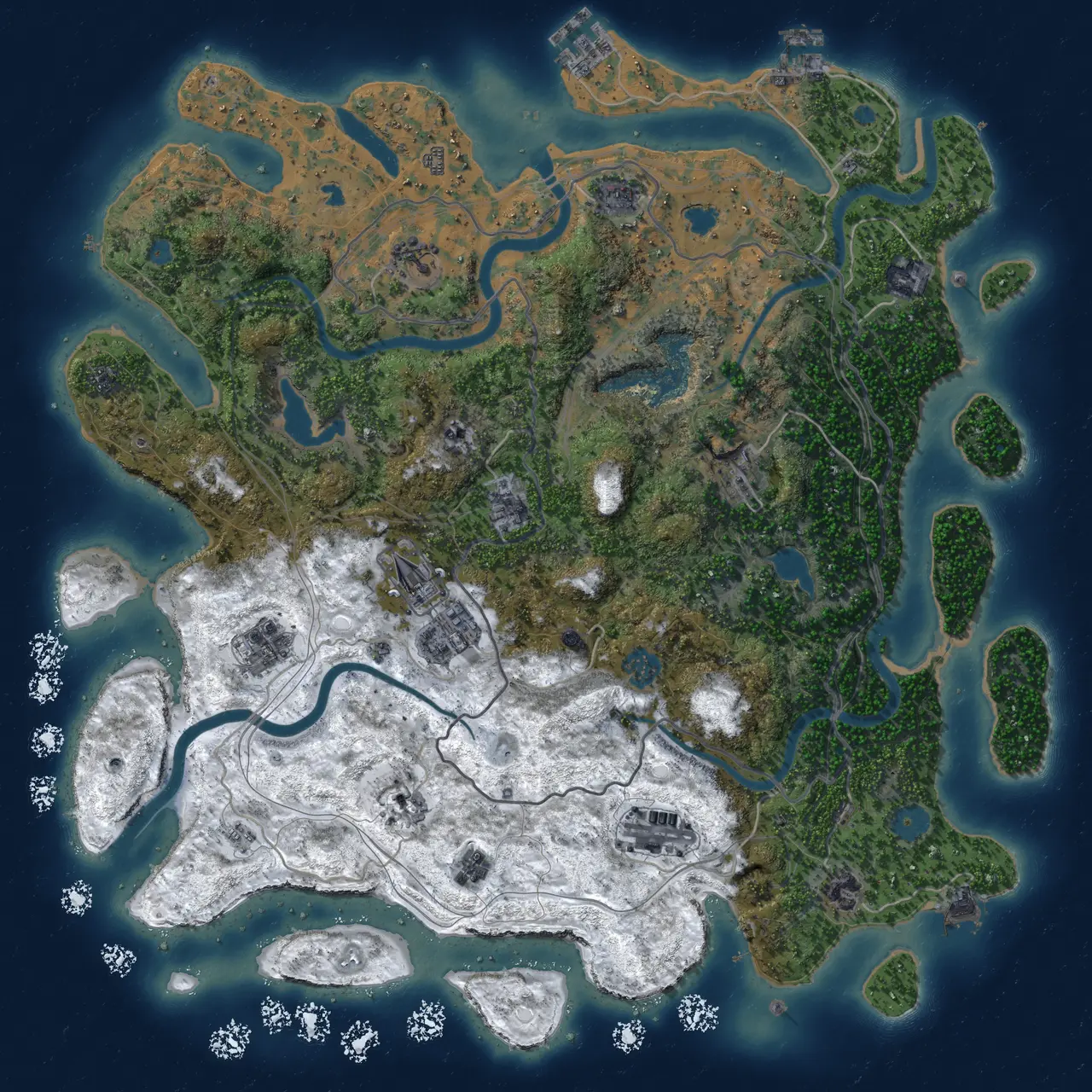 Rust Map: Procedural Map, Size: 4500, Seed: 674966623, 19 Monuments