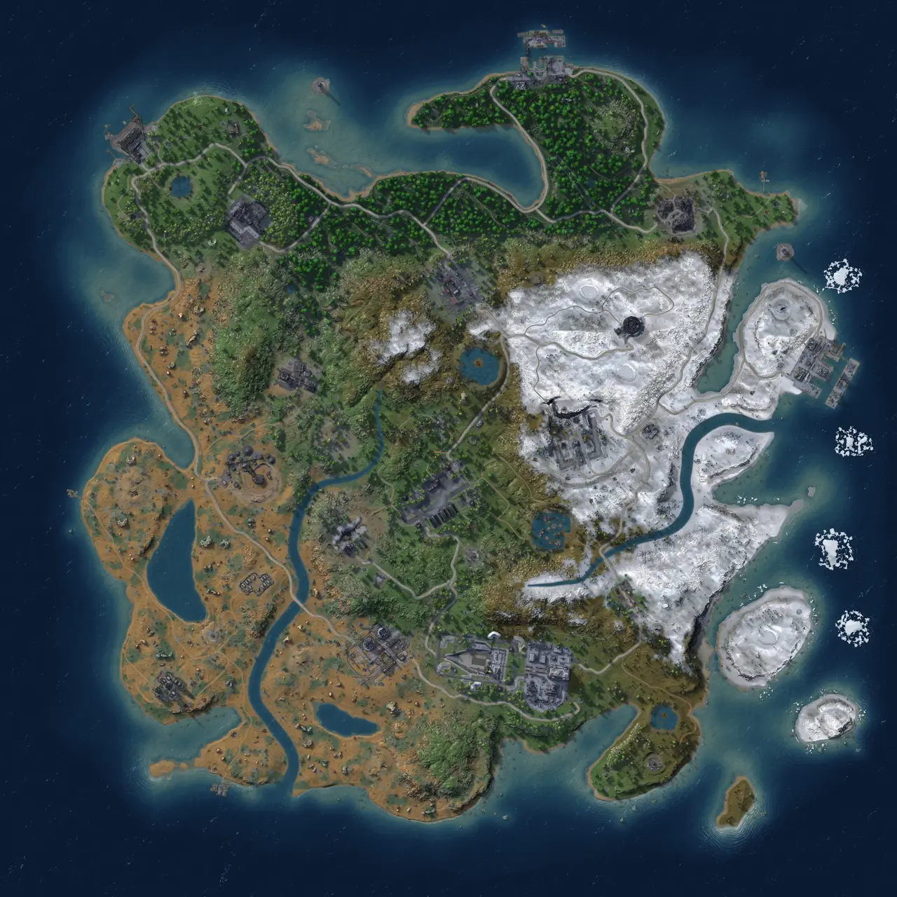 Rust Map: Procedural Map, Size: 3500, Seed: 141824785, 16 Monuments