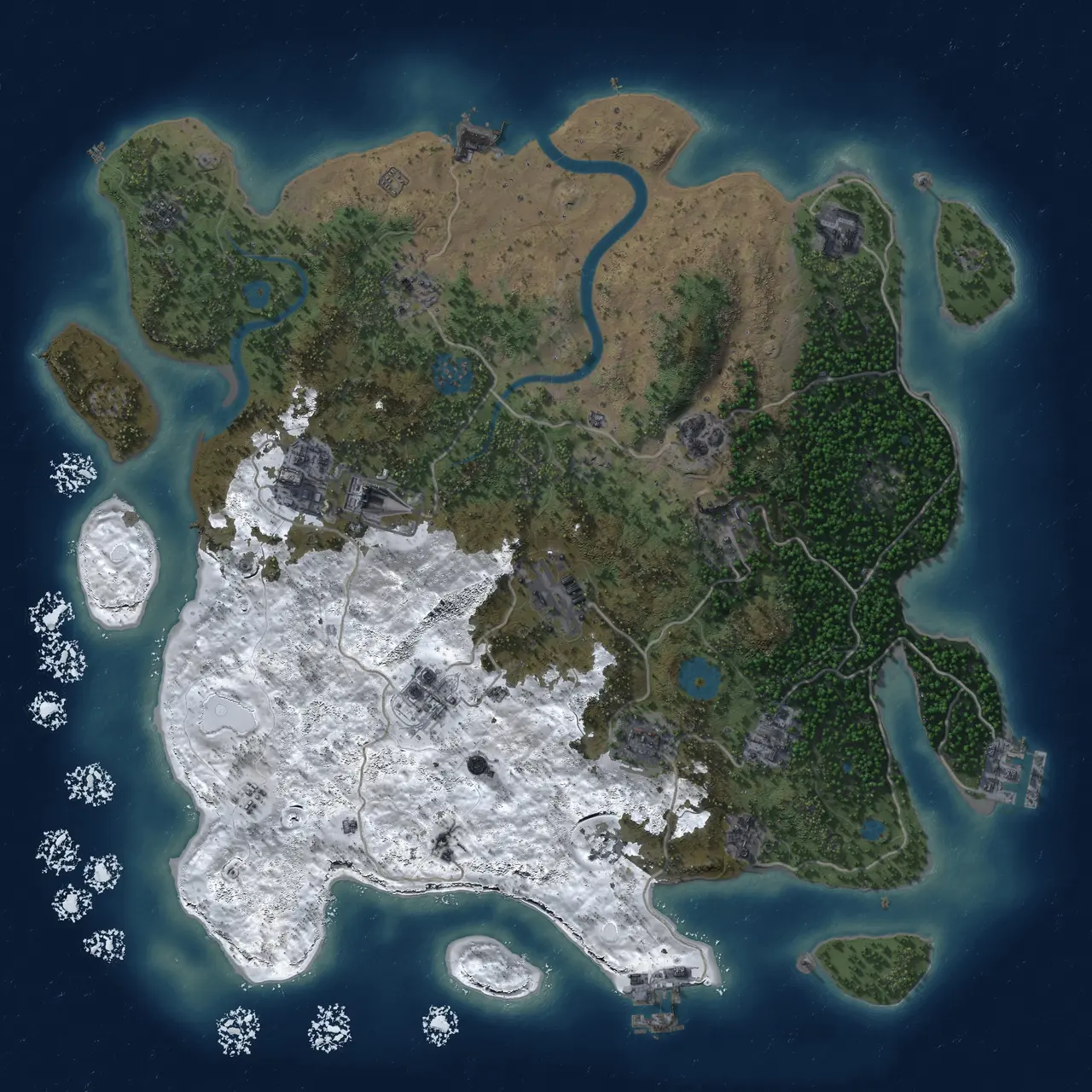 Rust Map: Procedural Map, Size: 3900, Seed: 95867456, 18 Monuments