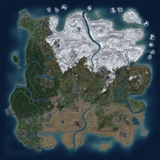 Thumbnail Rust Map: Procedural Map, Size: 4250, Seed: 303867610, 19 Monuments