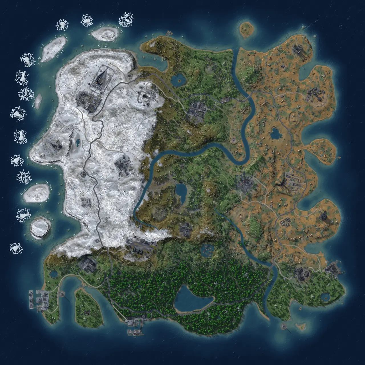 Rust Map: Procedural Map, Size: 4000, Seed: 1896133510, 19 Monuments