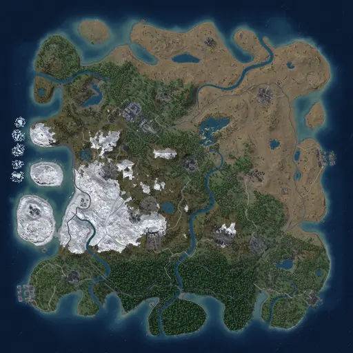 Thumbnail Rust Map: Procedural Map, Size: 4500, Seed: 1722427781, 19 Monuments