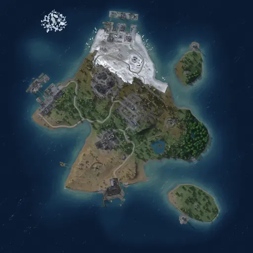 Thumbnail Rust Map: Procedural Map, Size: 1800, Seed: 2039652192, 8 Monuments