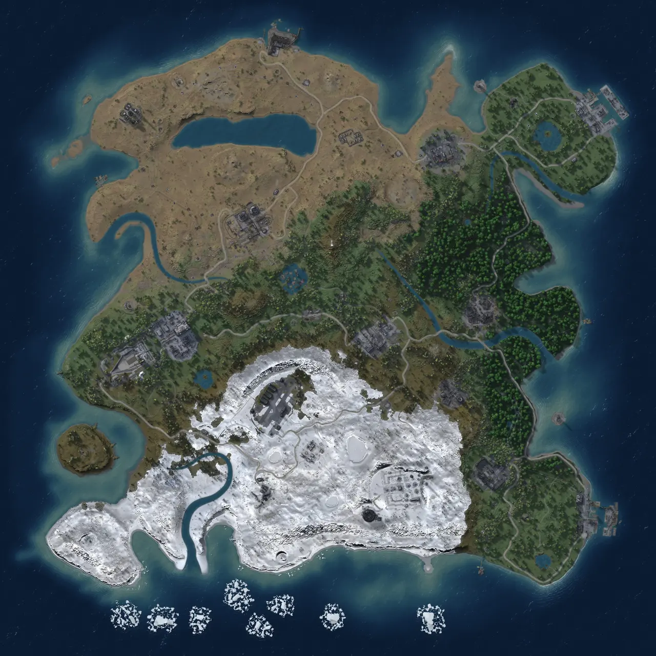 Rust Map: Procedural Map, Size: 3500, Seed: 1711208204, 17 Monuments