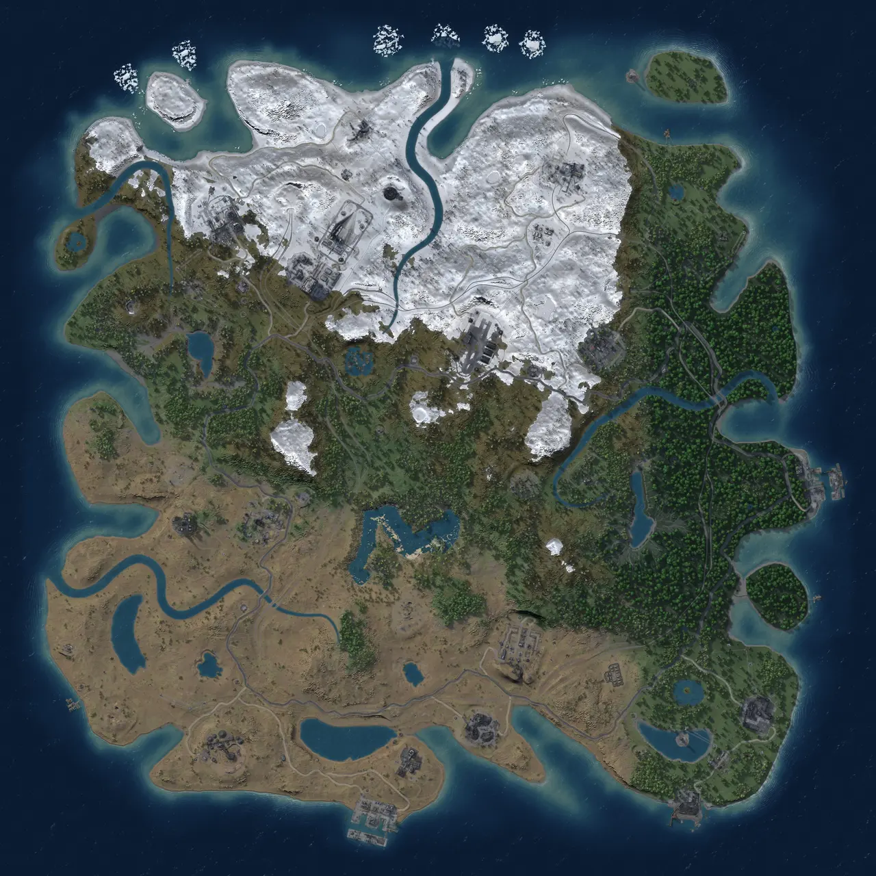 Rust Map: Procedural Map, Size: 4500, Seed: 949062558, 19 Monuments
