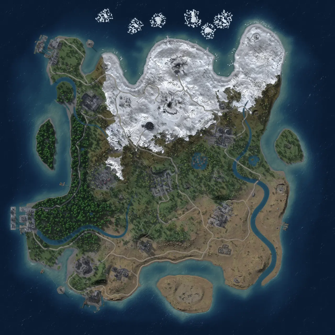 Rust Map: Procedural Map, Size: 3000, Seed: 966931878, 16 Monuments