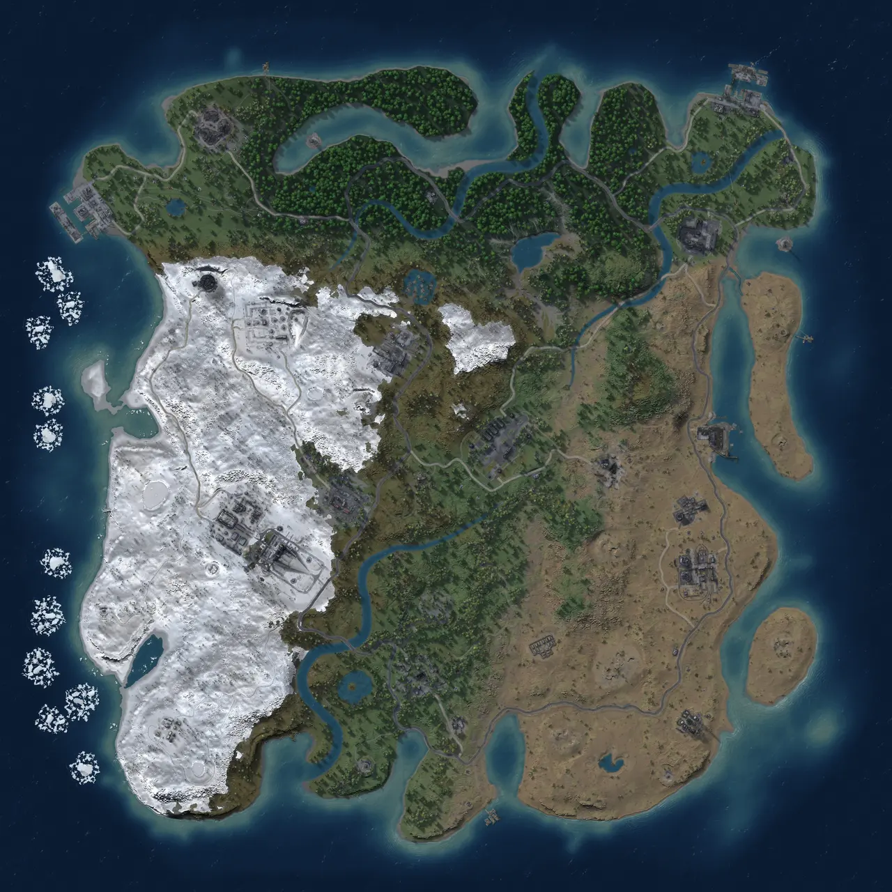 Rust Map: Procedural Map, Size: 4000, Seed: 1630512178, 18 Monuments