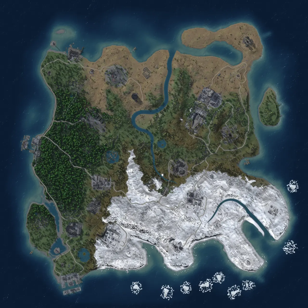 Rust Map: Procedural Map, Size: 3500, Seed: 319522060, 18 Monuments