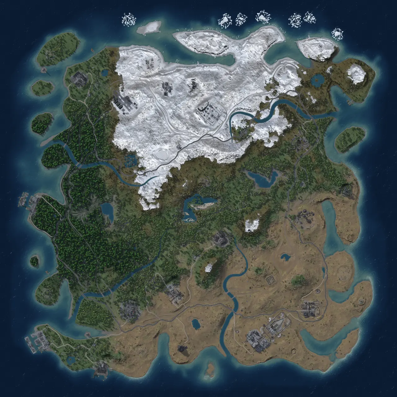 Rust Map: Procedural Map, Size: 4500, Seed: 1586544950, 19 Monuments