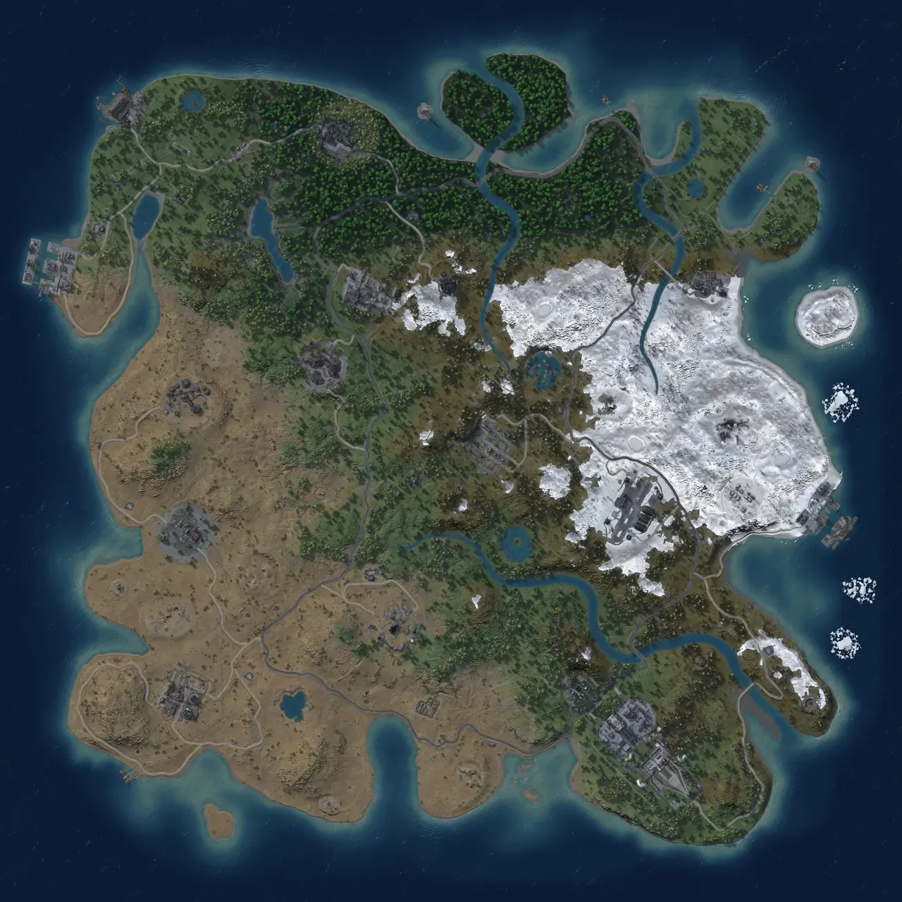 Rust Map: Procedural Map, Size: 4000, Seed: 304626451, 19 Monuments