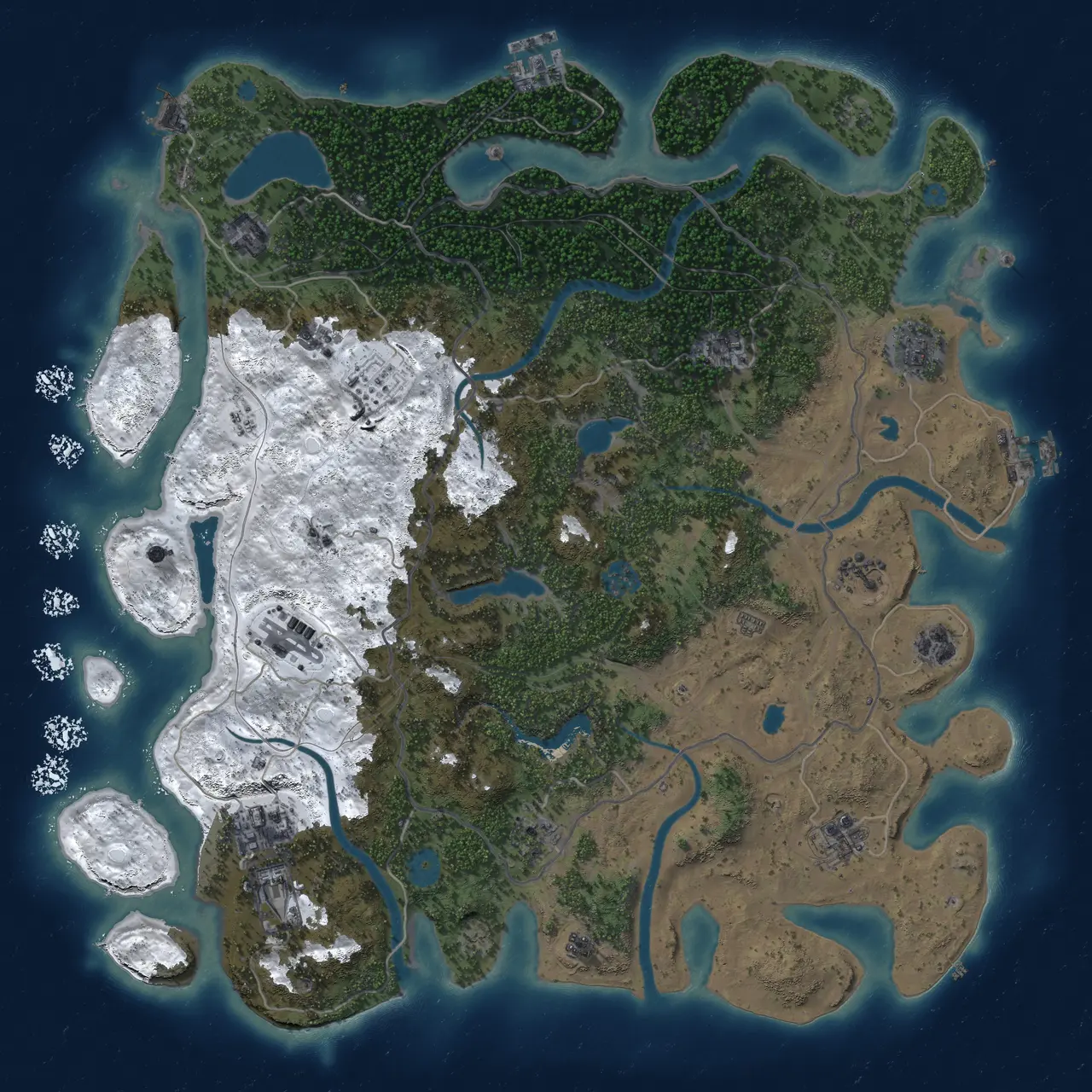 Rust Map: Procedural Map, Size: 4500, Seed: 12345, 19 Monuments