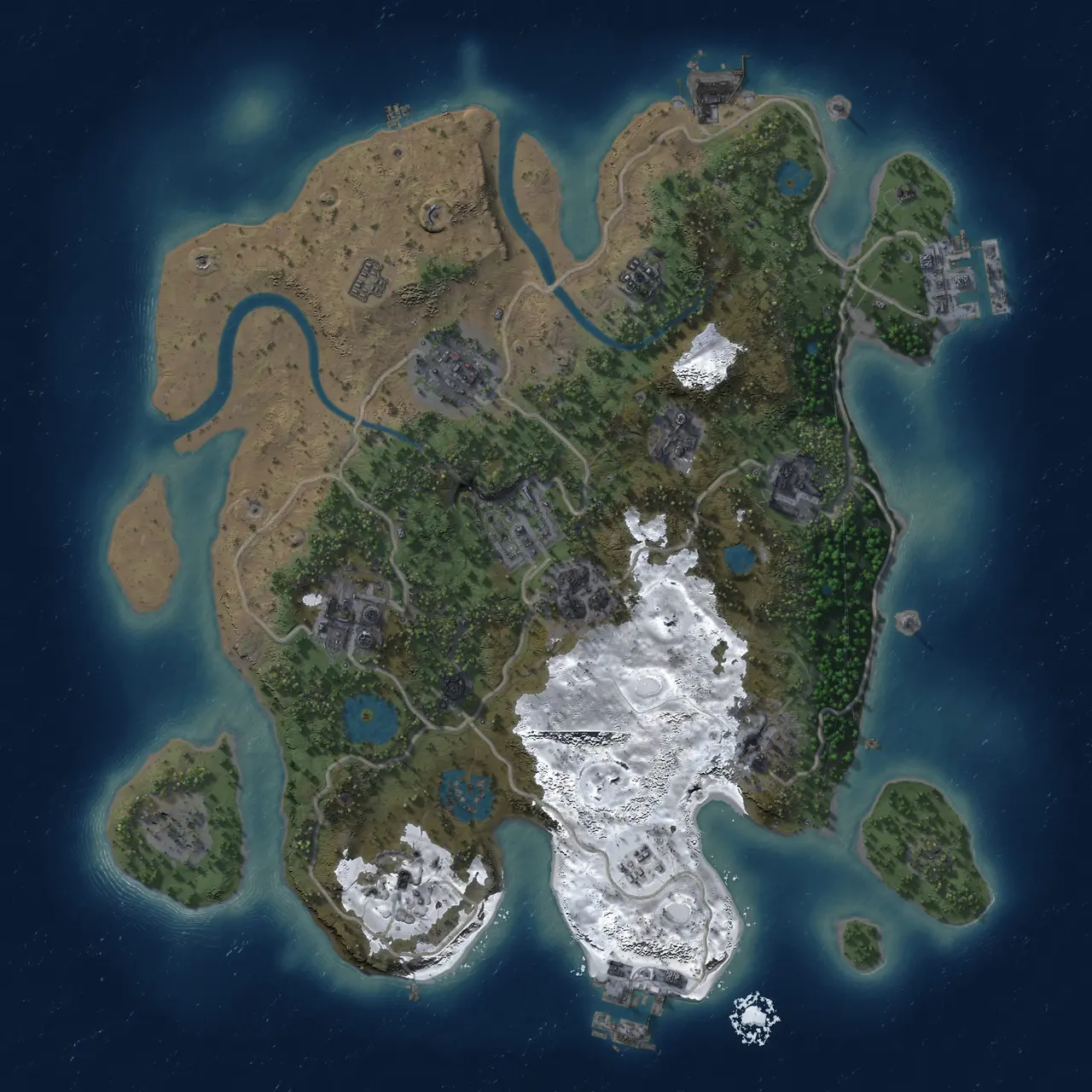 Rust Map: Procedural Map, Size: 3000, Seed: 1183390814, 15 Monuments