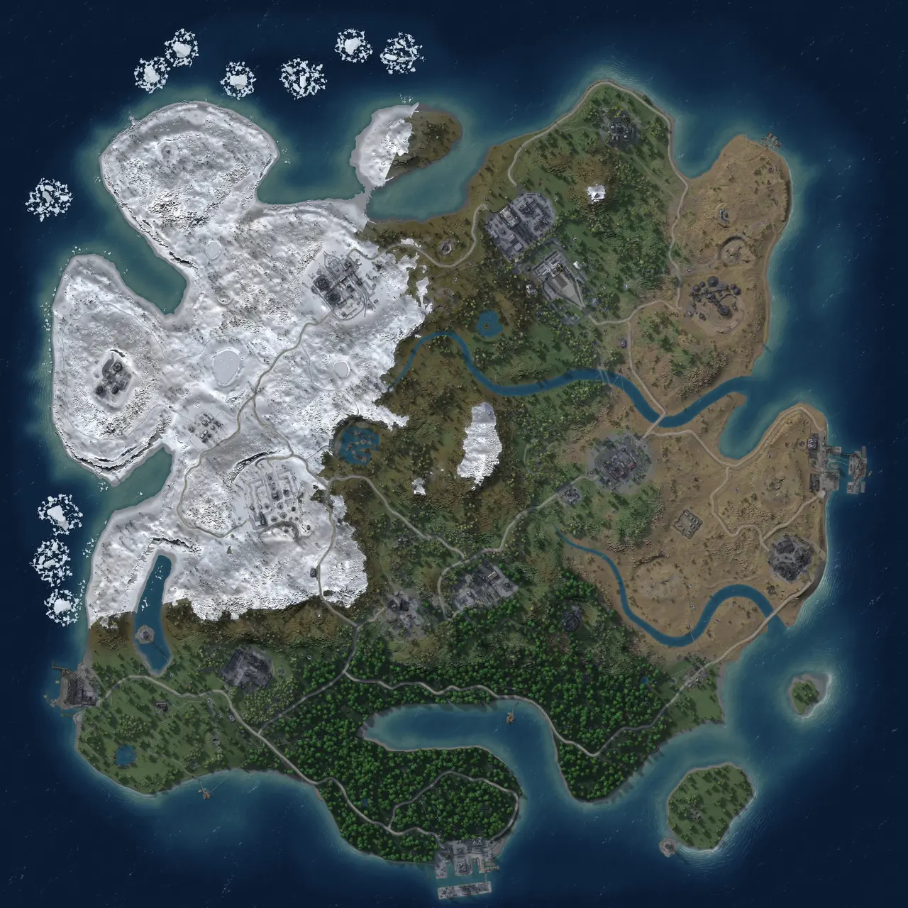 Rust Map: Procedural Map, Size: 3500, Seed: 27051999, 17 Monuments