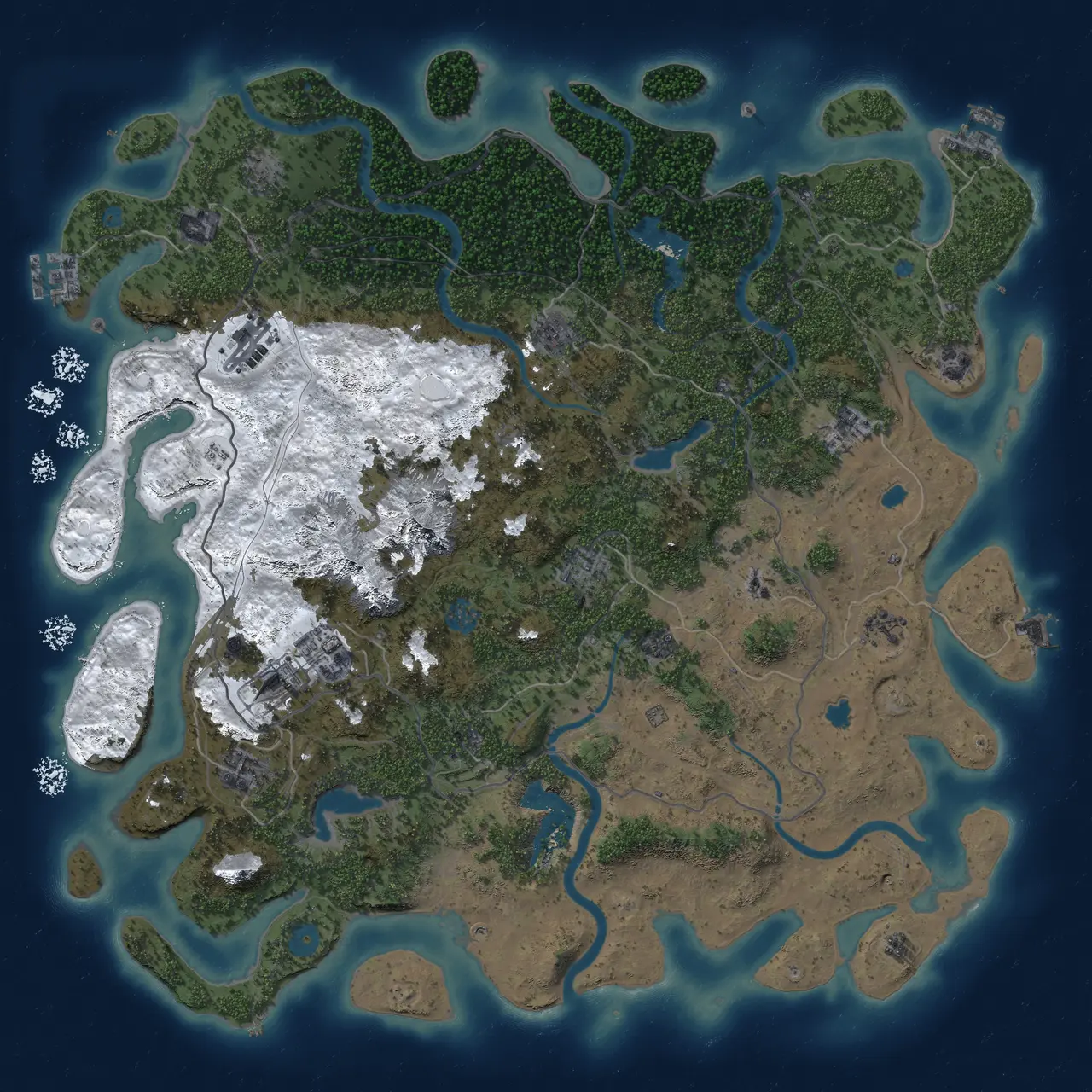 Rust Map: Procedural Map, Size: 5000, Seed: 1949233526, 19 Monuments