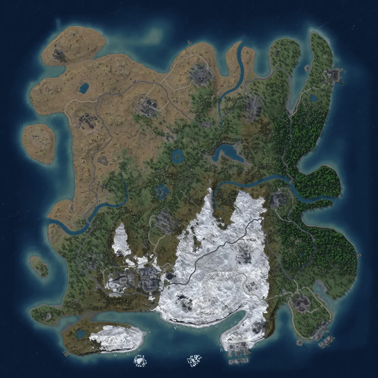 Rust Map: Procedural Map, Size: 4000, Seed: 320936346, 19 Monuments