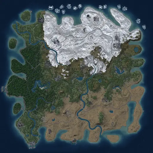 Thumbnail Rust Map: Procedural Map, Size: 5000, Seed: 1, 19 Monuments