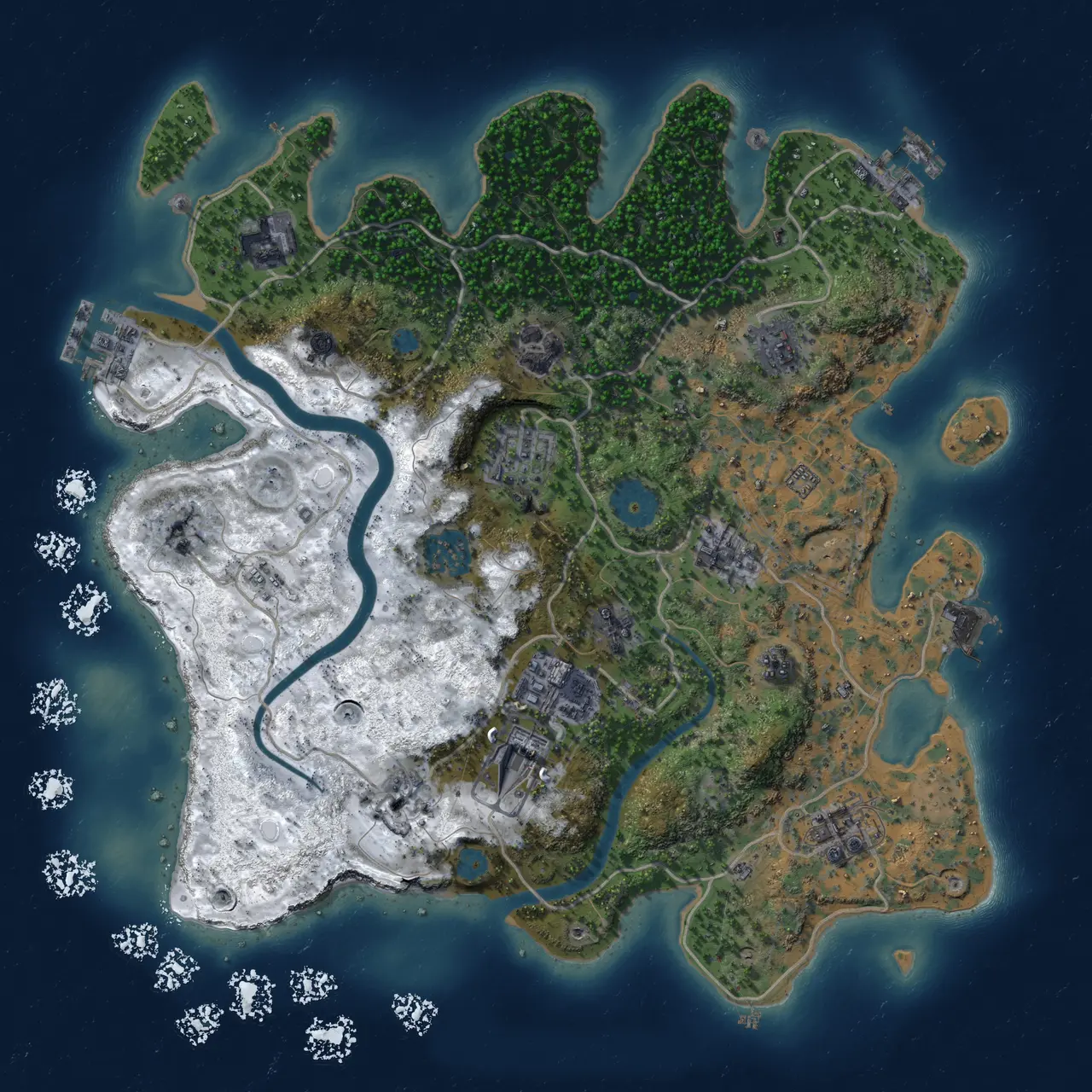 Rust Map: Procedural Map, Size: 3500, Seed: 192493, 17 Monuments