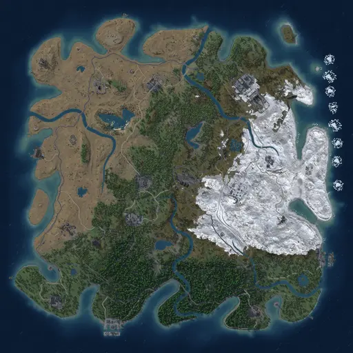 Thumbnail Rust Map: Procedural Map, Size: 4500, Seed: 2138400164, 19 Monuments