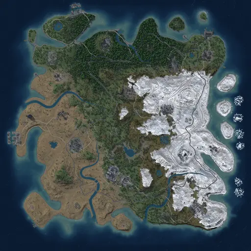 Thumbnail Rust Map: Procedural Map, Size: 4250, Seed: 1760108465, 19 Monuments