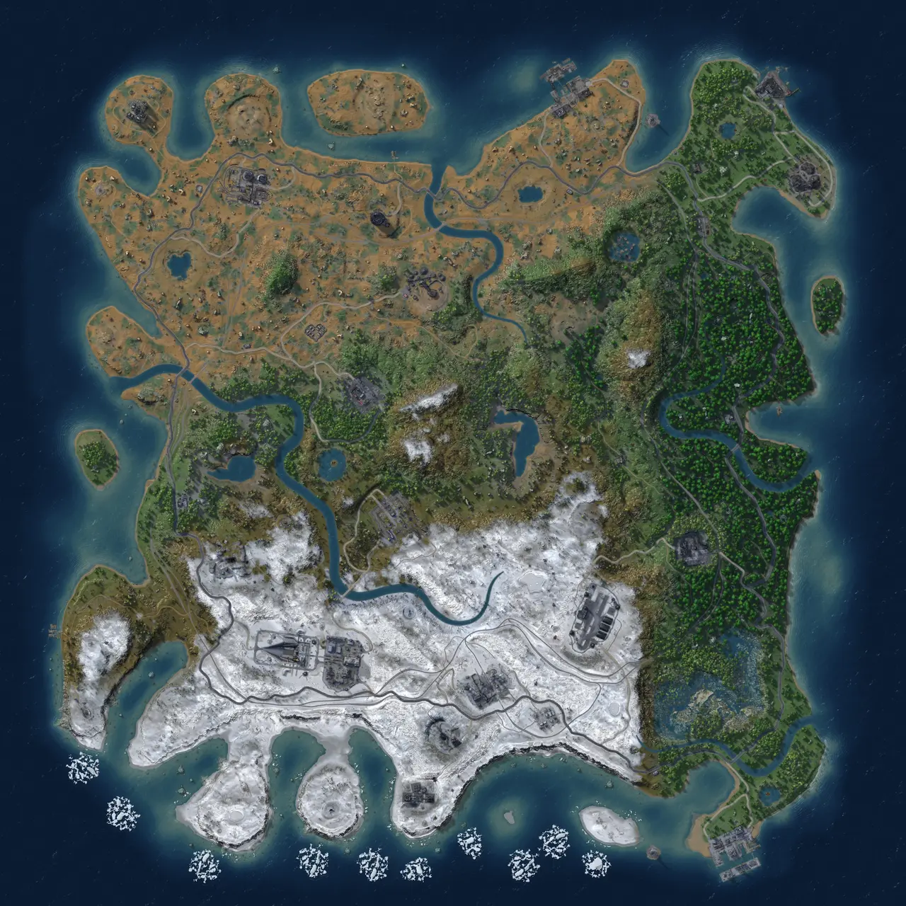Rust Map: Procedural Map, Size: 4500, Seed: 687690, 19 Monuments
